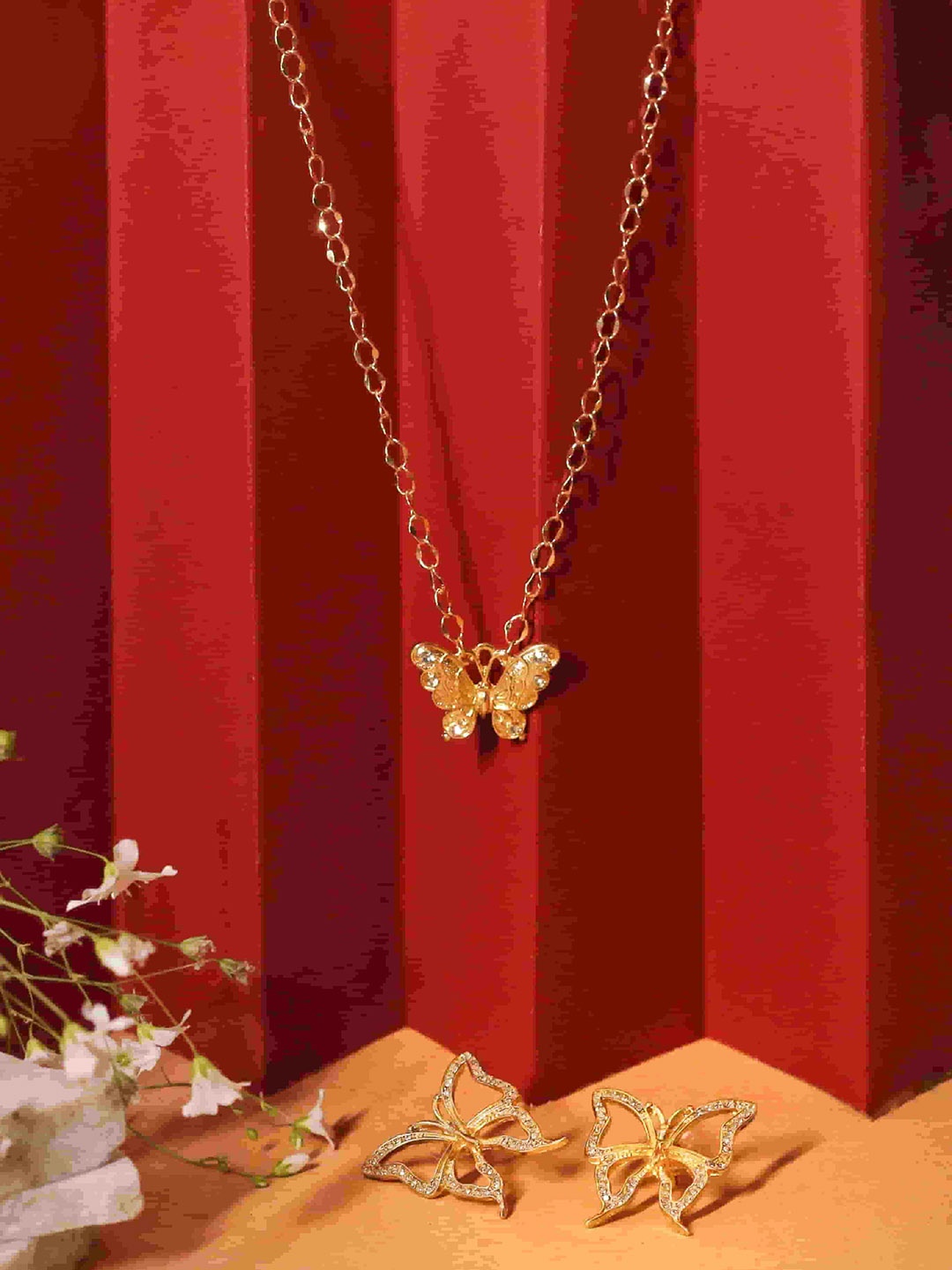 

VIRAASI Gold-Plated Stone-Studded Jewellery Set