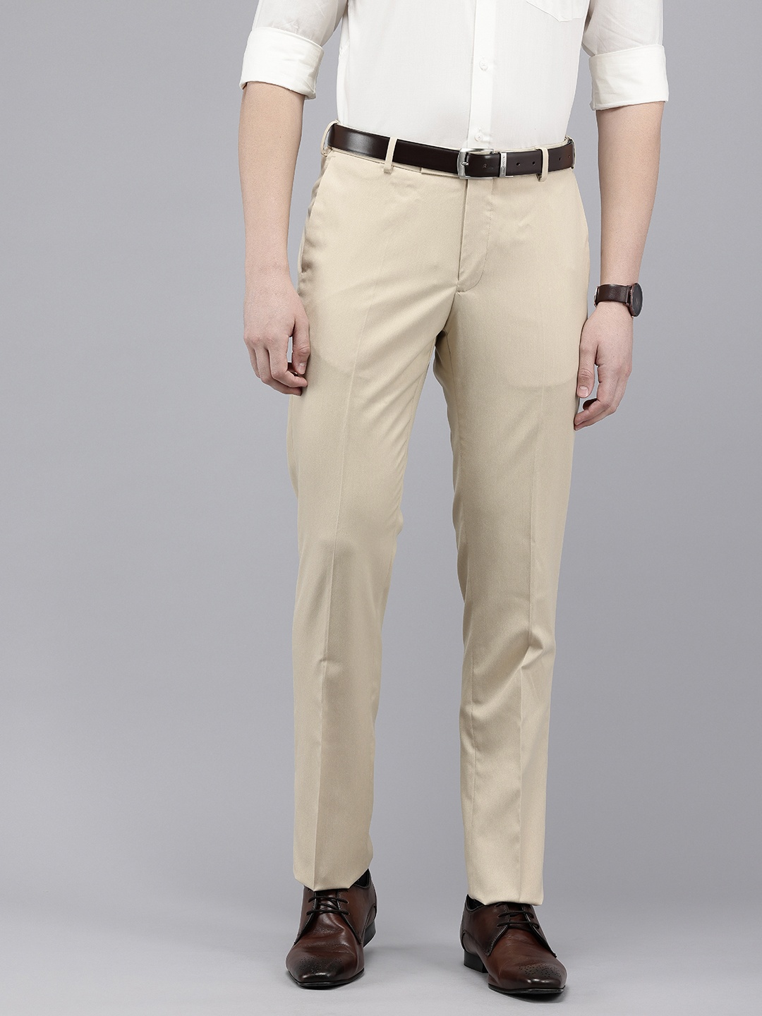 

Arrow Men Tailored Fit Formal Trousers, Beige