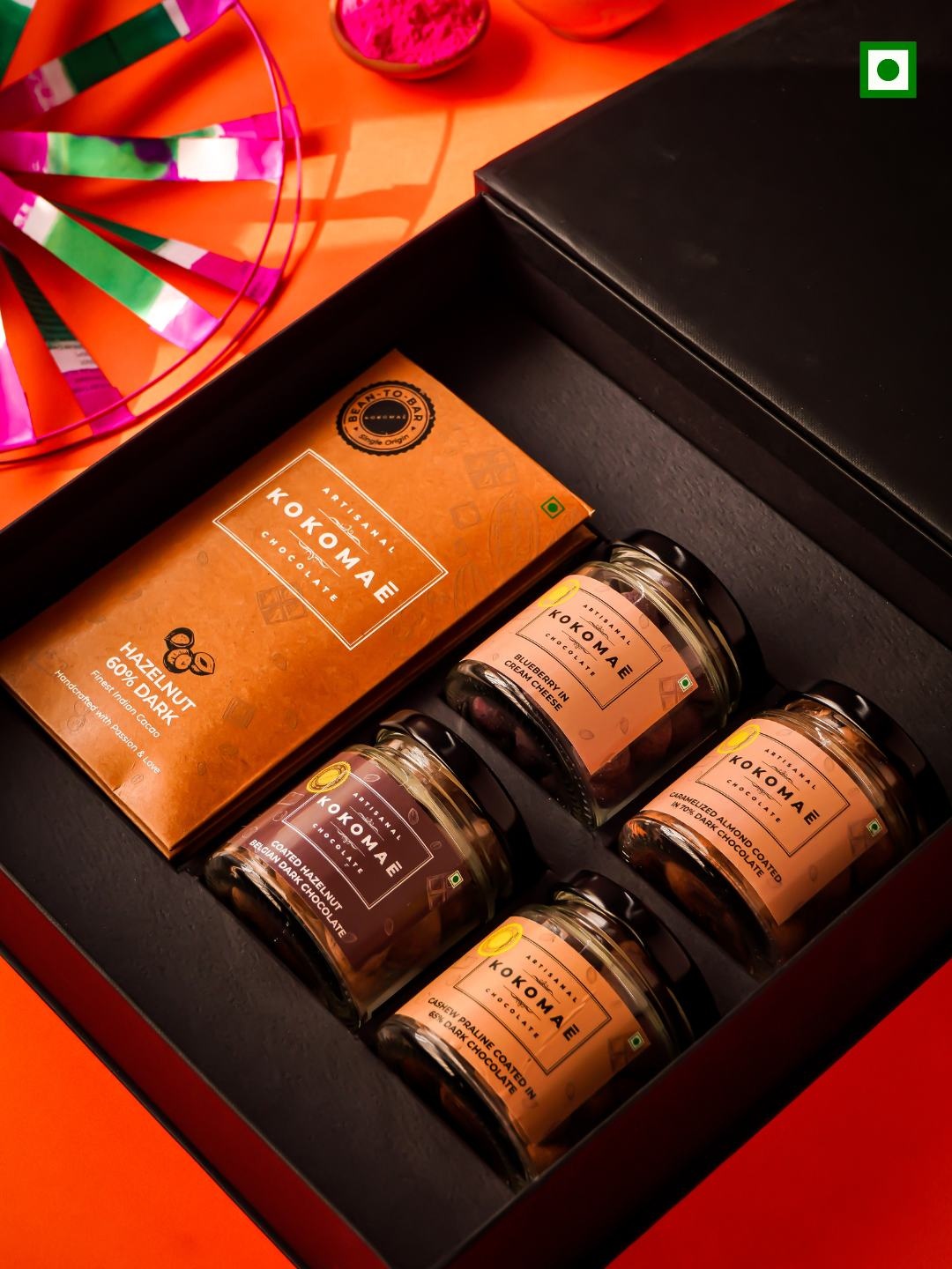 

Kokomae Artisanal Chocolate Bean to Bar Chocolate Treasures For Holi, Brown