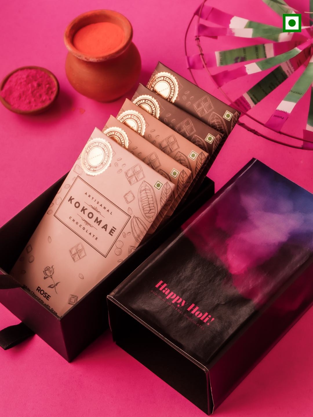 

Kokomae Artisanal Chocolate 5Pc Holi Belgian Chocolate Extravaganza, Assorted