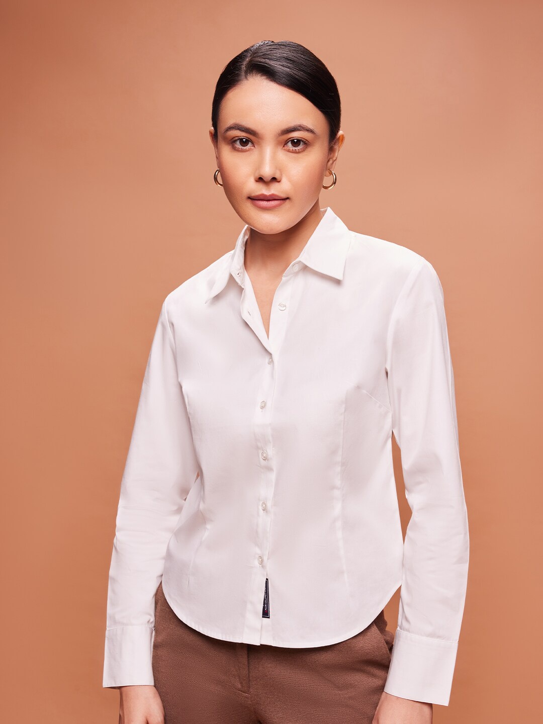 

Bombay High Women Slim Fit Solid Spread Collar Long Sleeve Shirt, White