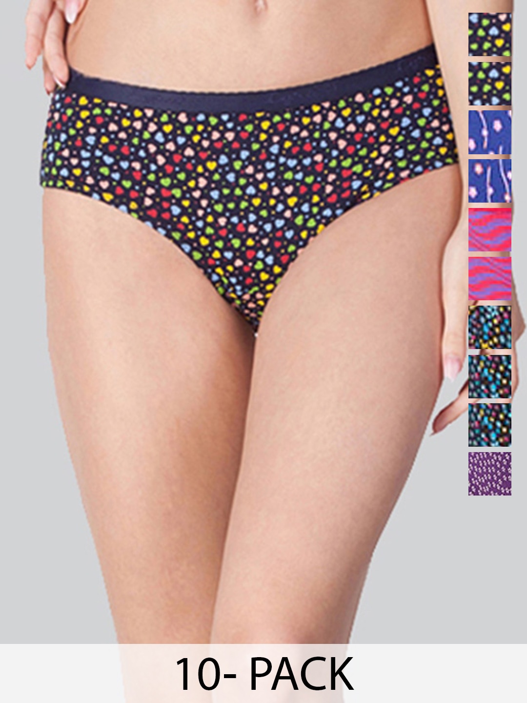 

LYRA Pack of 10 Assorted Anti-Odour Hipster Briefs