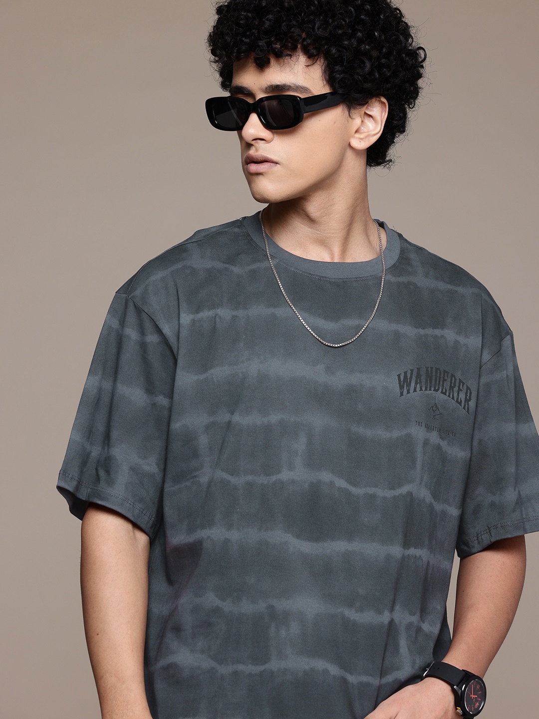 

The Roadster Lifestyle Co. Tie & Dye Relaxed Pure Cotton T-shirt, Grey