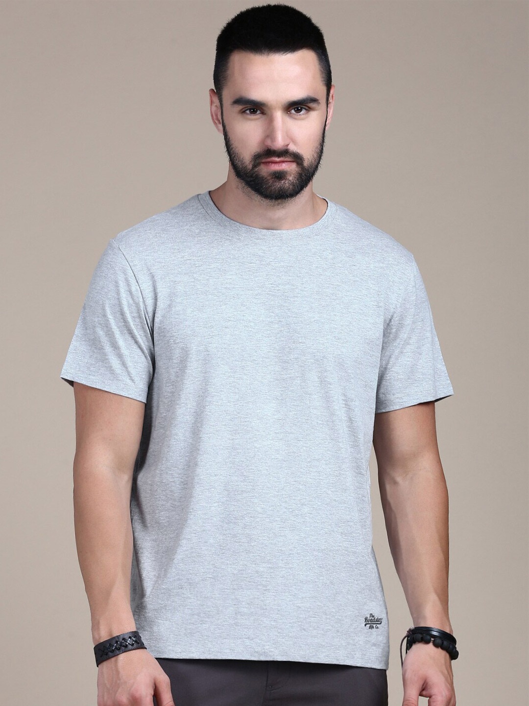 

The Roadster Lifestyle Co Round Neck Cotton T-Shirt, Grey