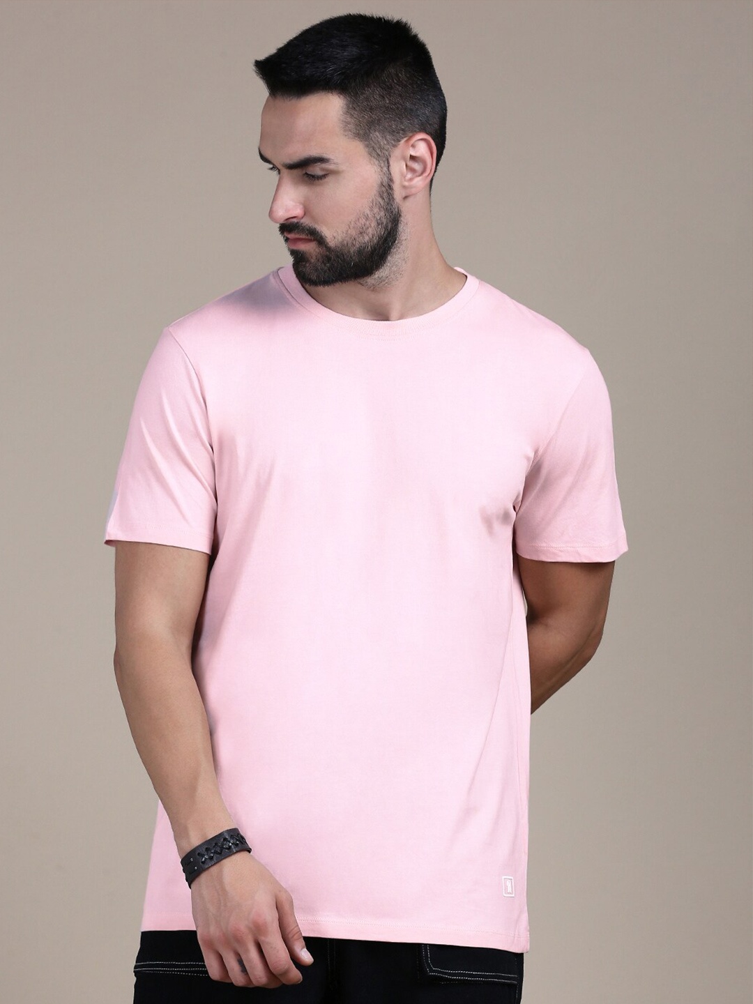 

The Roadster Lifestyle Co. Pink Round Neck Cotton T-Shirt