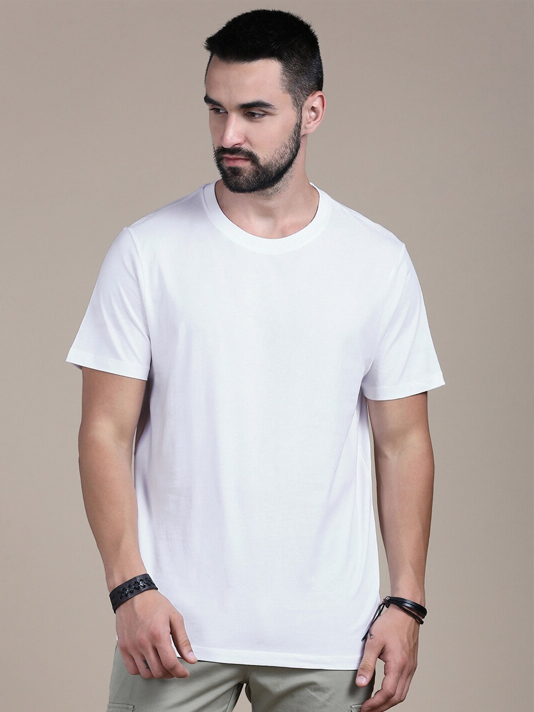 

The Roadster Lifestyle Co Round Neck Cotton T-Shirt, White
