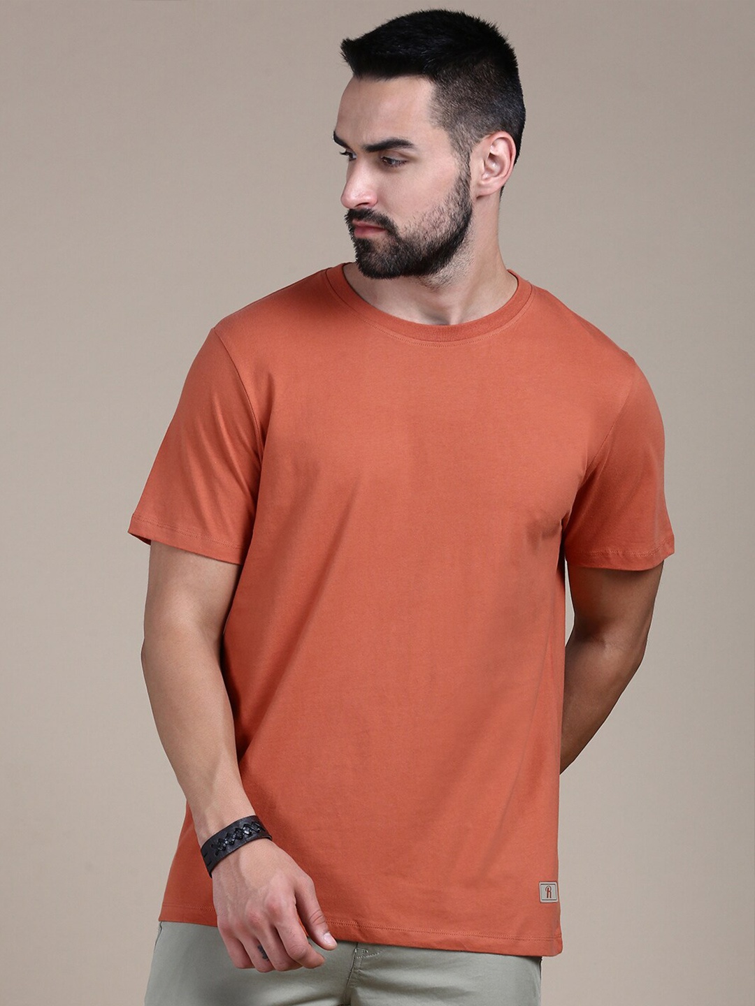 

The Roadster Lifestyle Co. Rust Round Neck Cotton T-Shirt