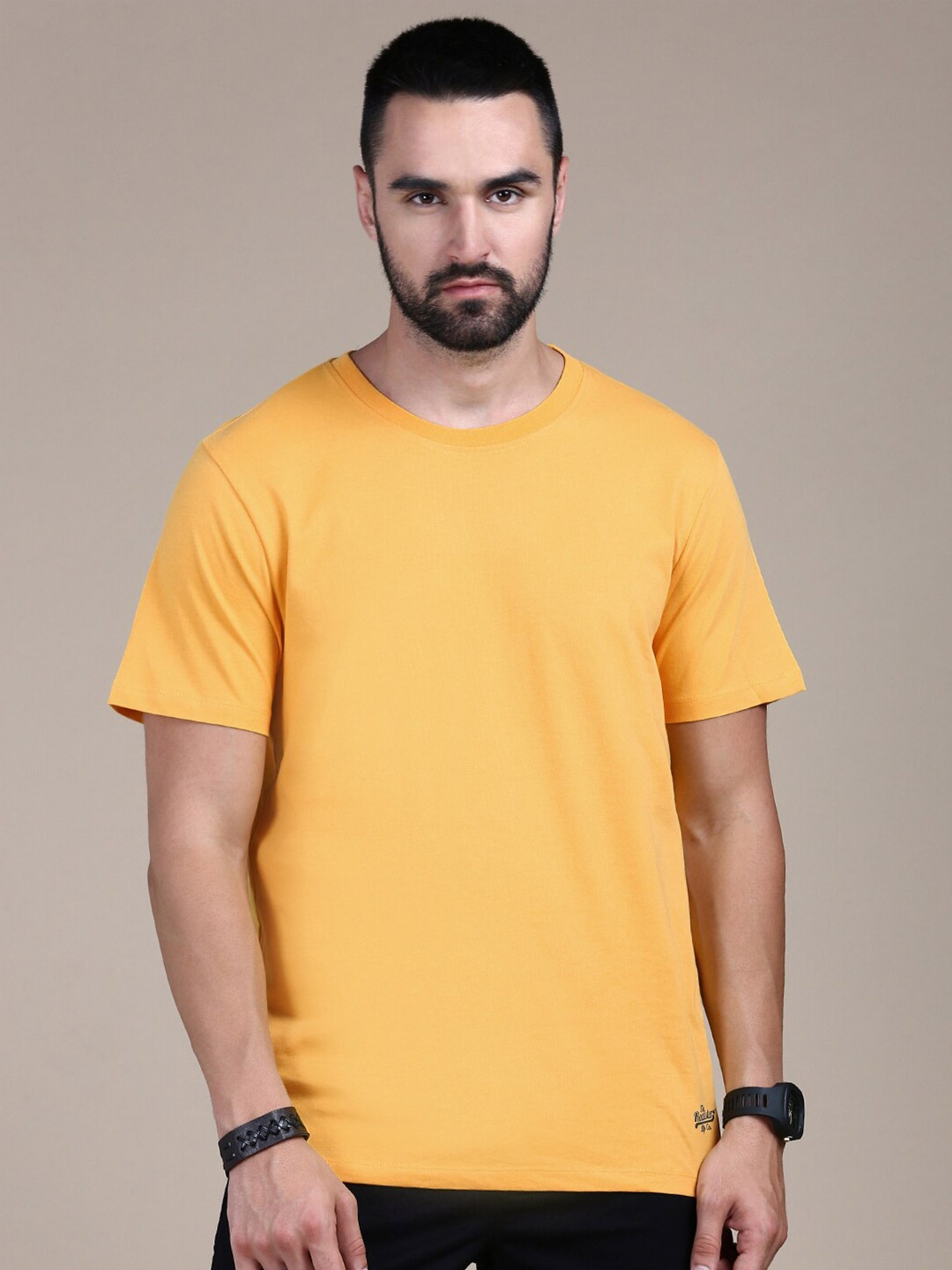 

The Roadster Lifestyle Co Round Neck Short Sleeves Cotton T-Shirt, Yellow