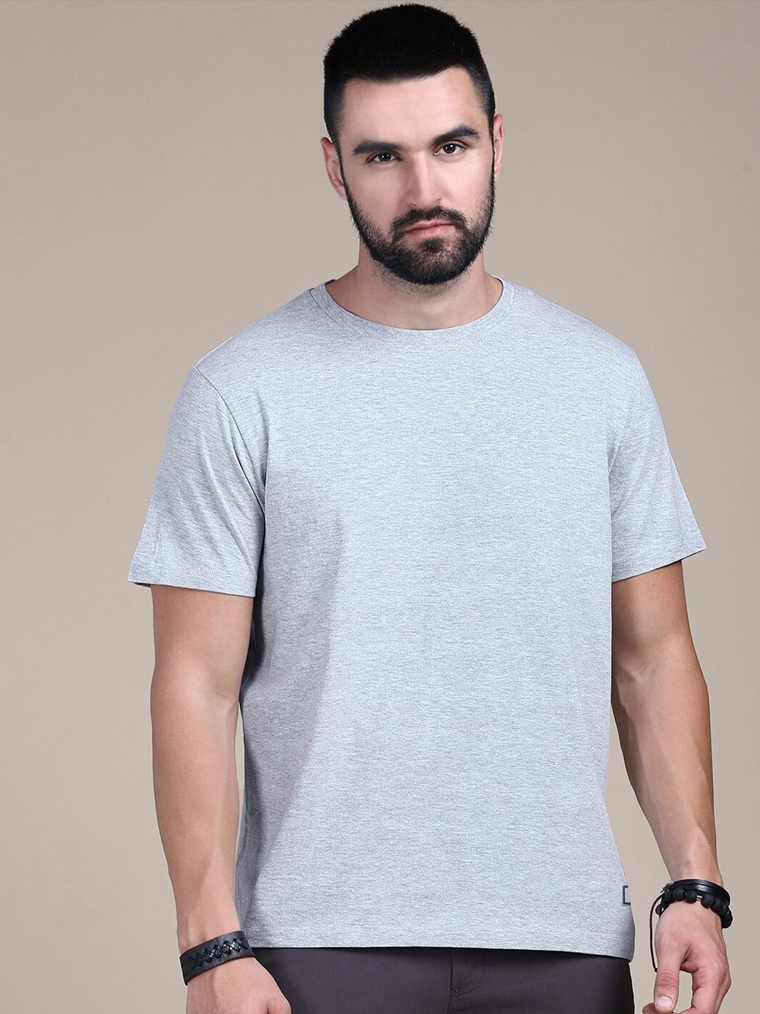 

The Roadster Lifestyle Co. Grey Round Neck Cotton T-Shirt