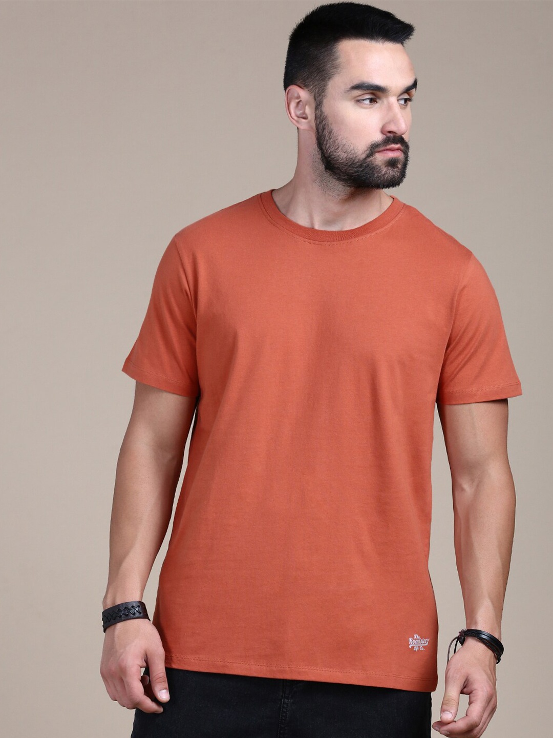 

The Roadster Lifestyle Co. Rust Round Neck Cotton T-Shirt