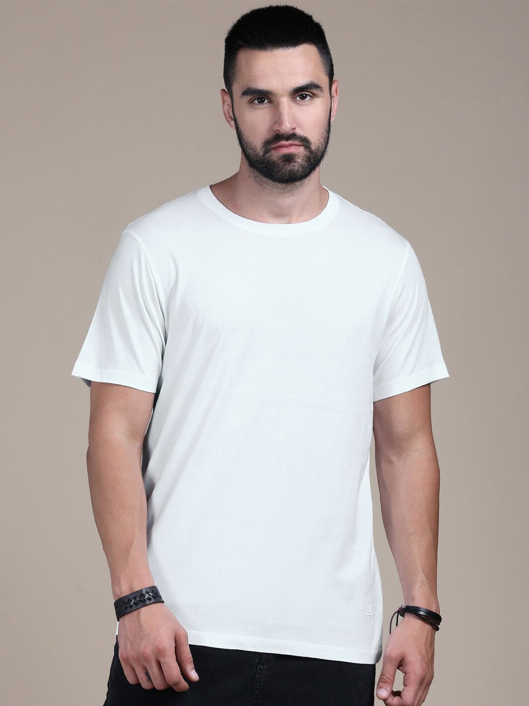 

The Roadster Lifestyle Co. Round Neck Cotton T-Shirt, White