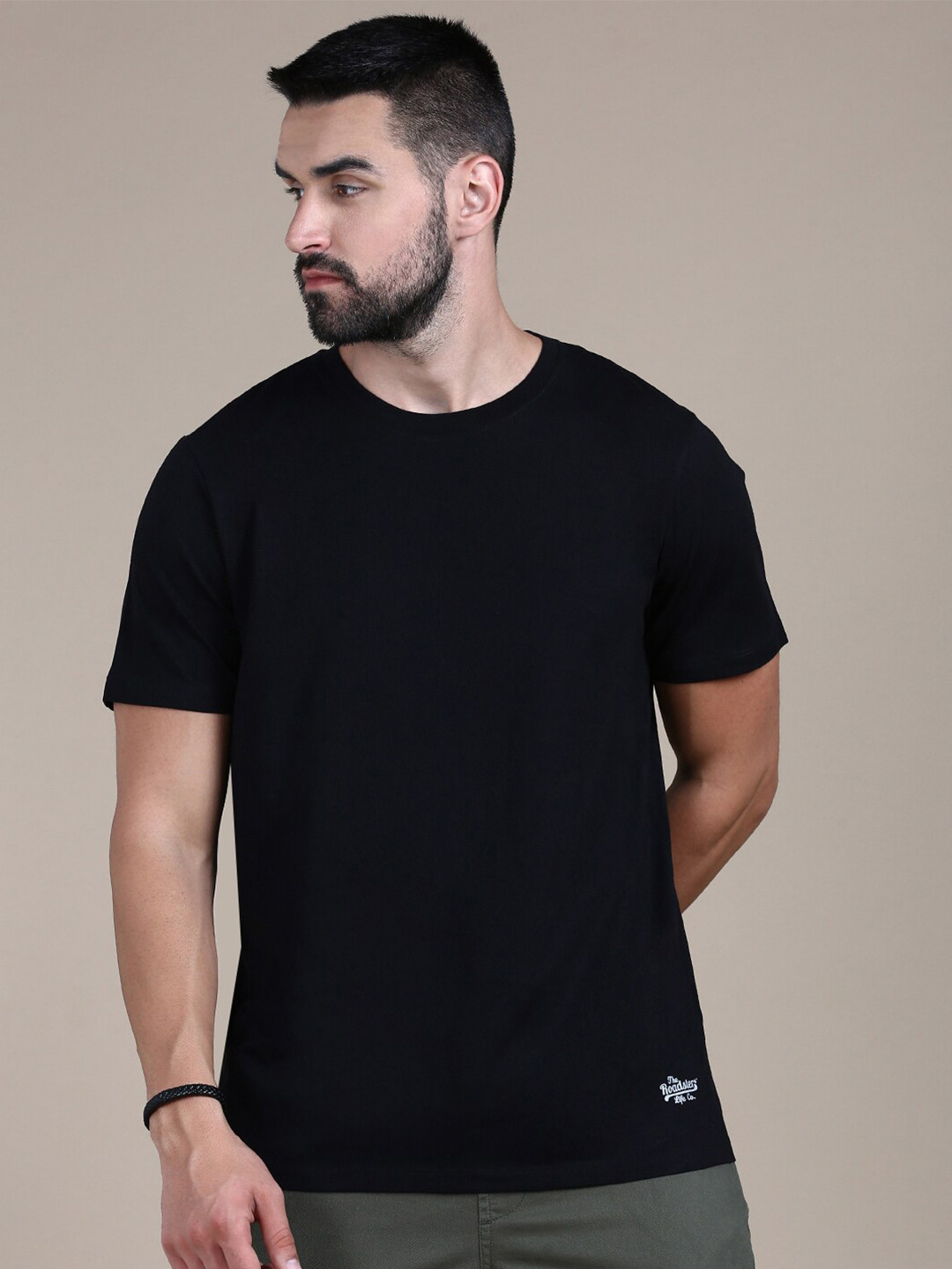 

The Roadster Lifestyle Co Round Neck Cotton T-Shirt, Black