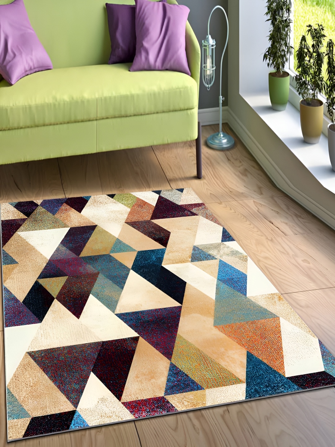 

bsb home Orange Geometric Anti-Skid Nylon Carpet