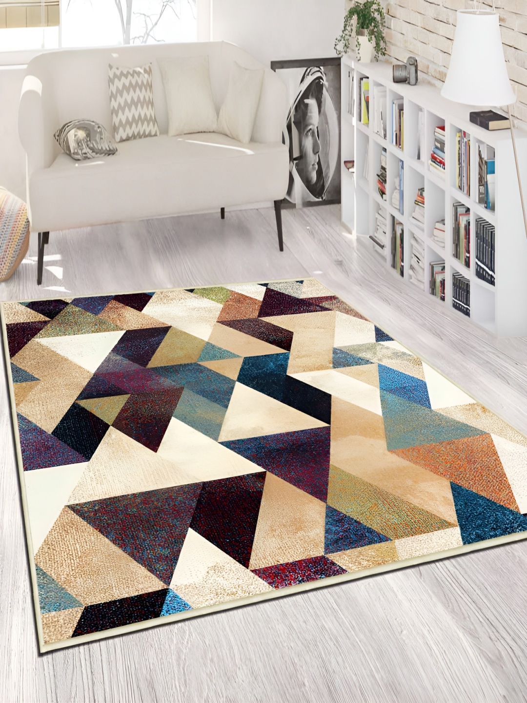 

bsb home Orange & Beige Geometric Anti Skid Carpet