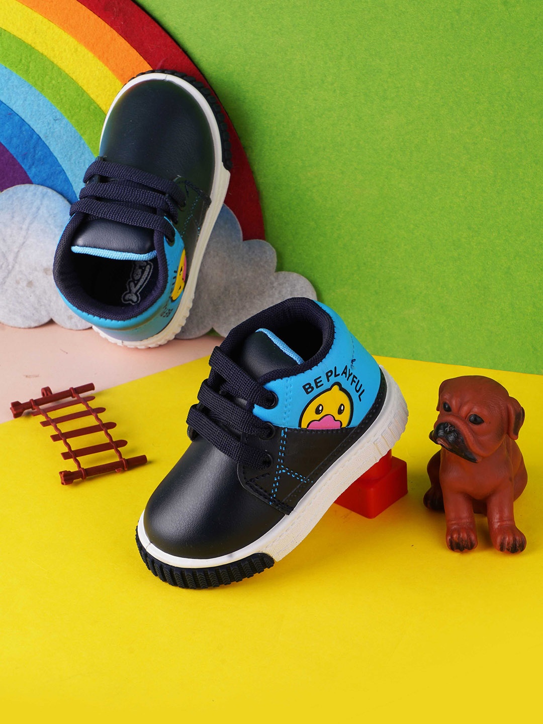 

KATS Infants Kids Colourblocked Mid-Top Antibacterial Musical Sneakers, Blue
