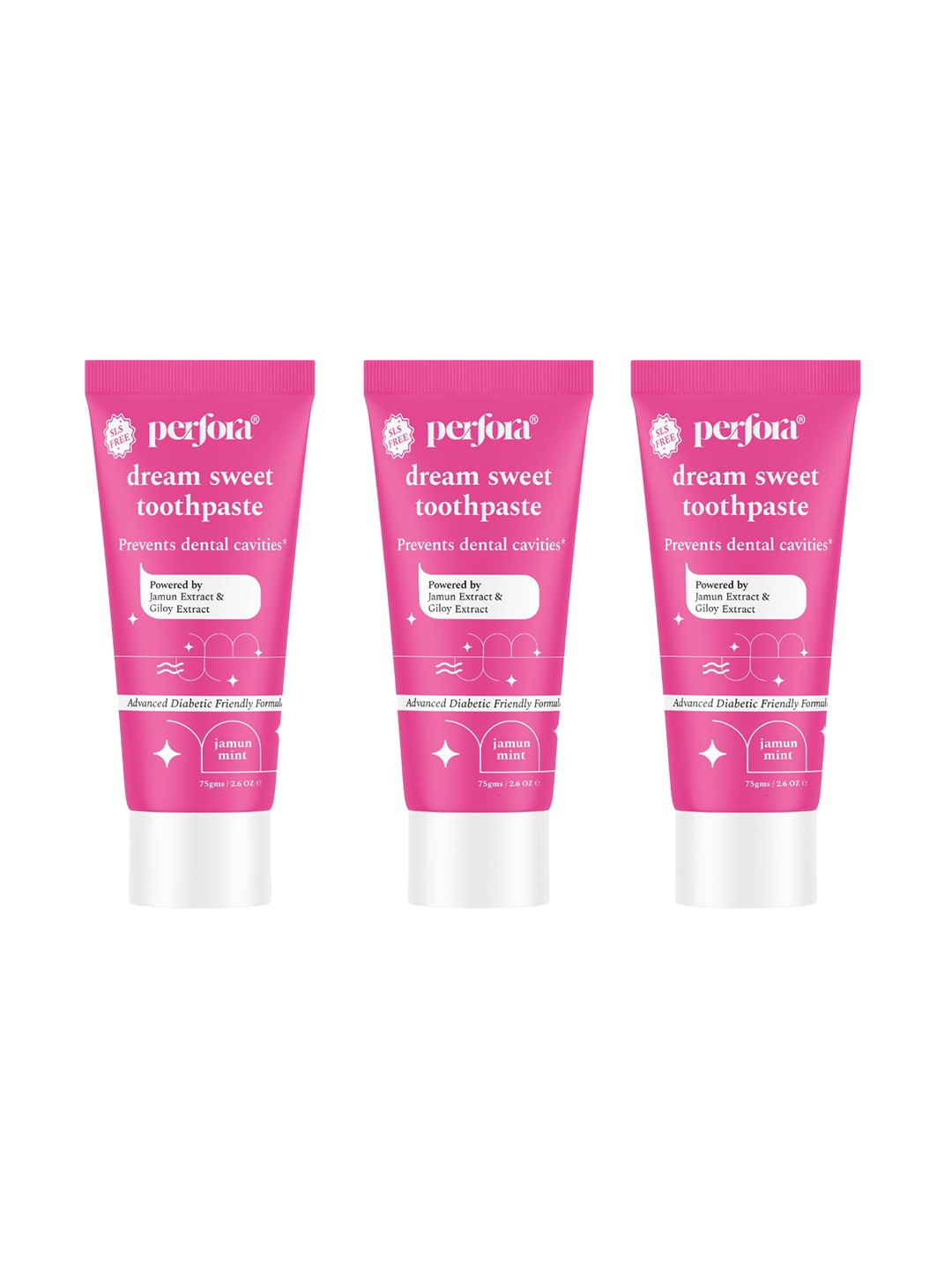 

Perfora Set of 3 Dream Sweet Toothpaste 75 g each - Jamun Mint, Pink