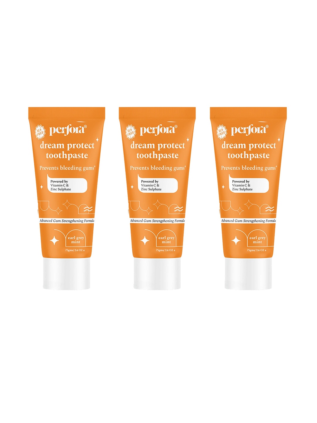 

Perfora Set of 3 Dream Protect Toothpaste 75 g each - Earl Grey Mint, Orange