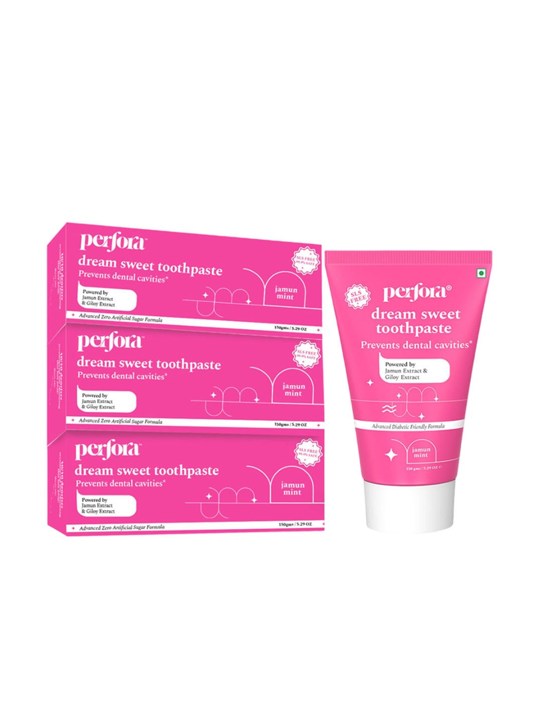 

Perfora Set of 3 Dream Sweet Toothpaste 150 g each - Jamun Mint, Pink