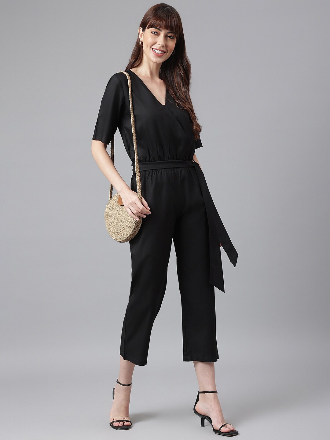 

Chemistry V-Neck Basic Jumpsuit, Black