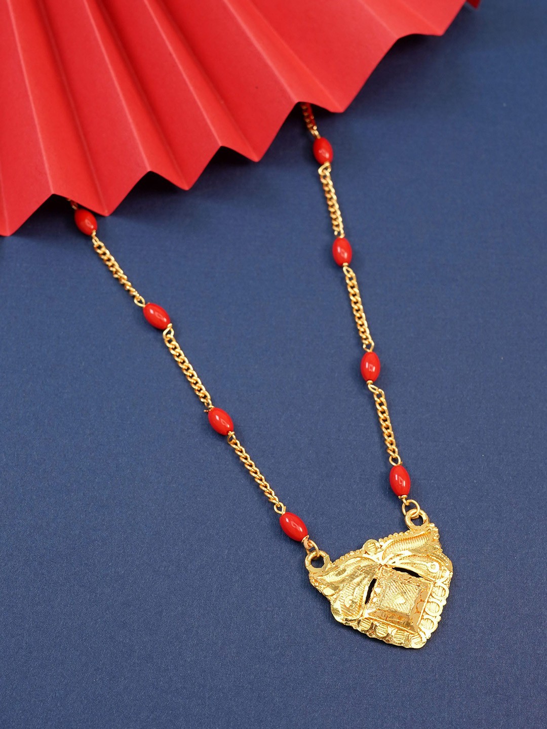 

Ramdev Art Fashion Jwellery Gold-Plated Artificial Stones and Beads Mangalsutra