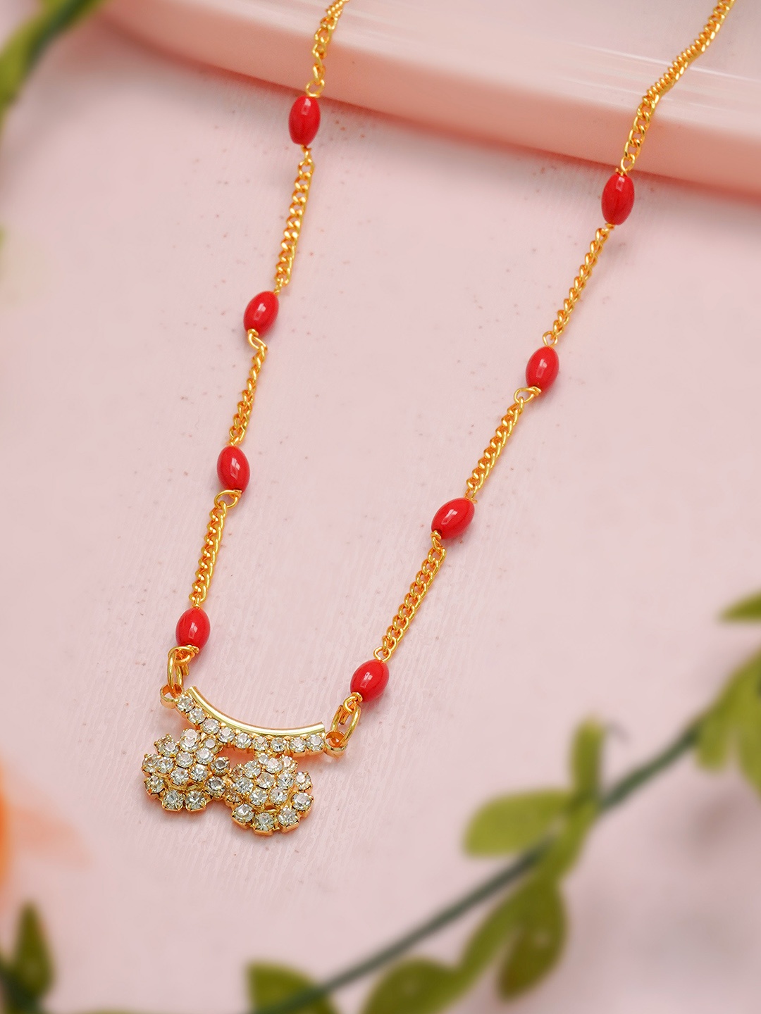 

Ramdev Art Fashion Jwellery Gold-Plated Artificial Stones and Beads Mangalsutra