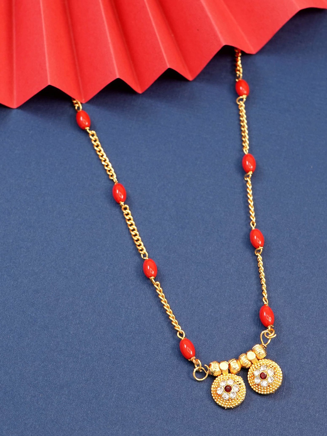 

Ramdev Art Fashion Jwellery Gold-Plated Artificial Stones and Beads Mangalsutra