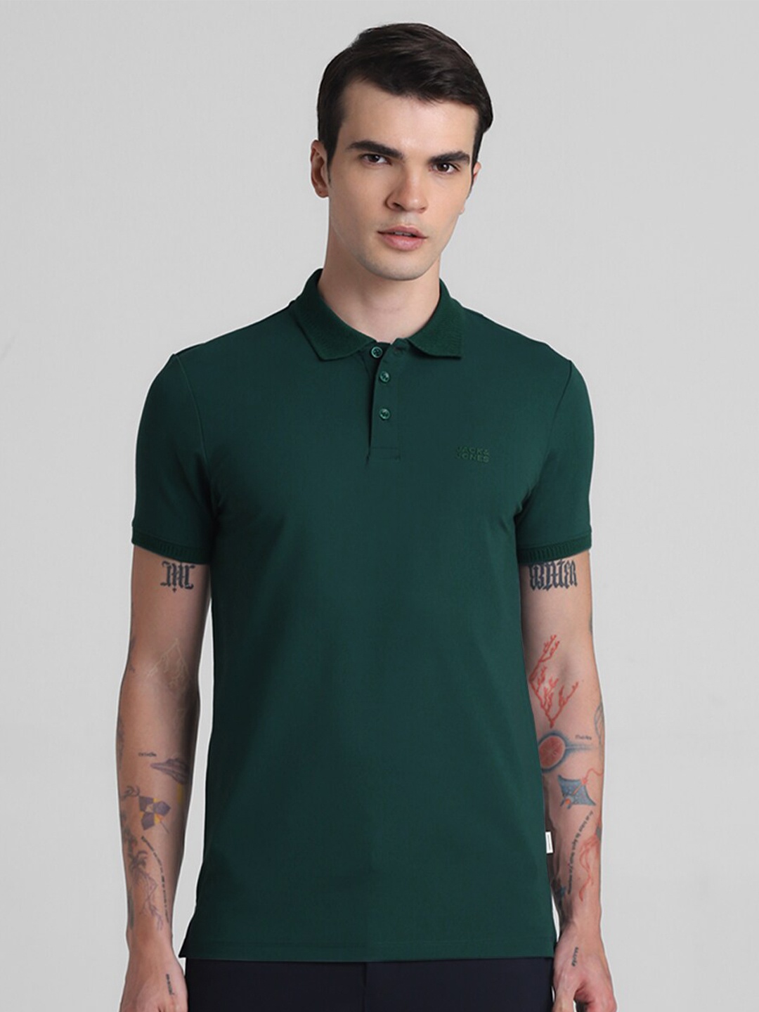 

Jack & Jones Polo Collar Short Sleeves Pockets Slim Fit Casual T-shirt, Green