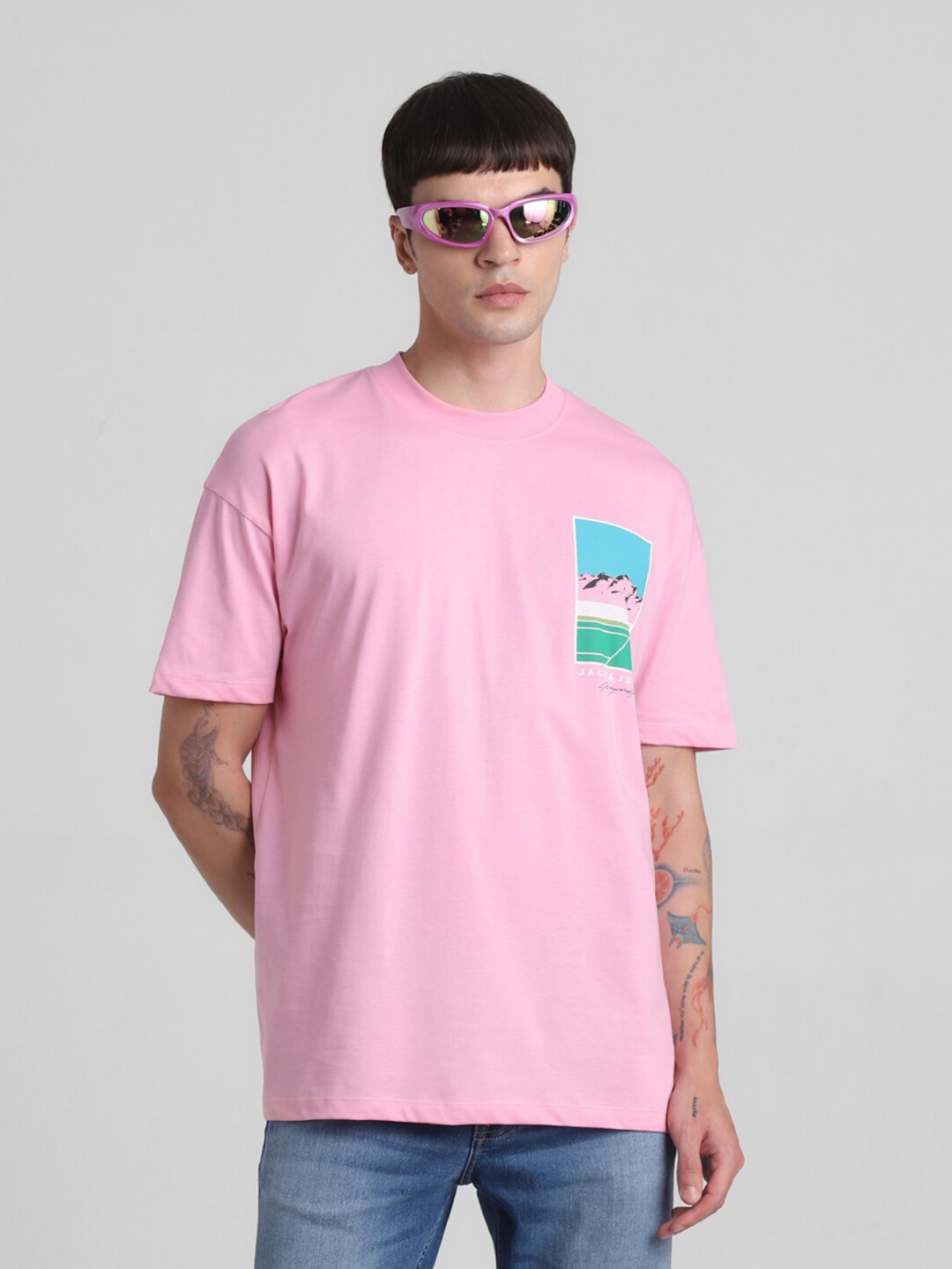 

Jack & Jones Cotton Oversized T shirts, Pink