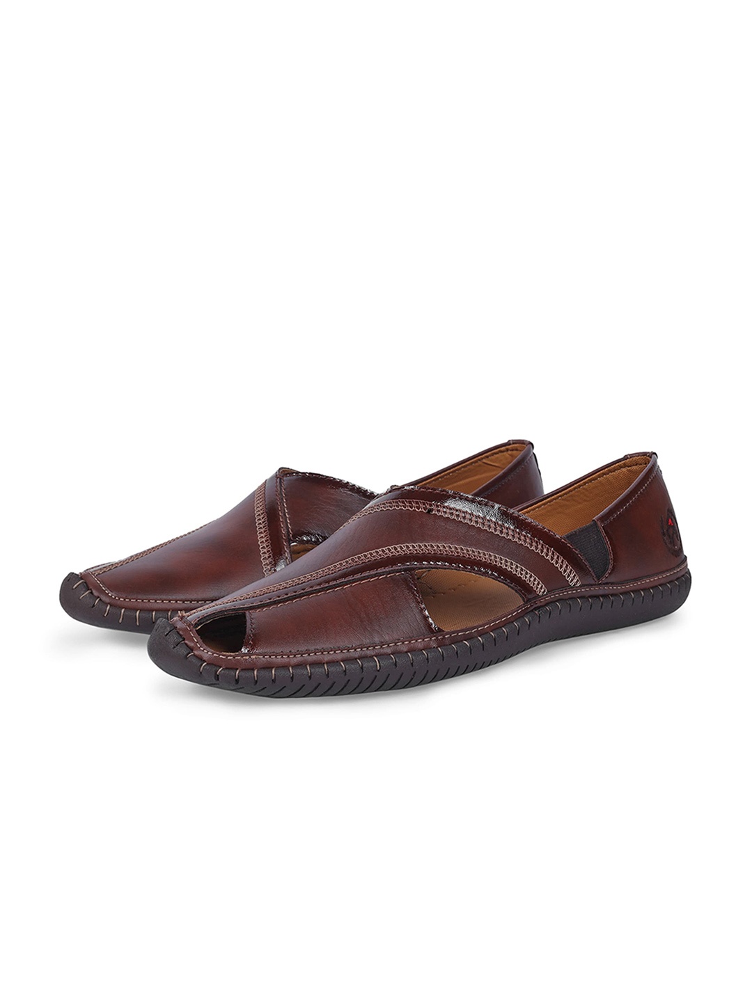 

Big Boon Men Textured Lightweight Mojaris, Brown