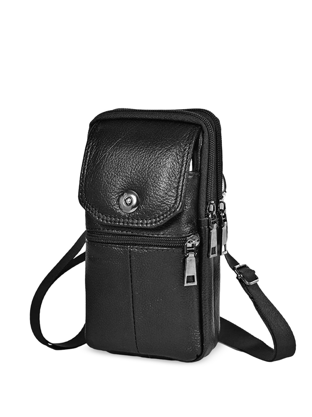 

INKMILAN Leather Messenger Bag, Black