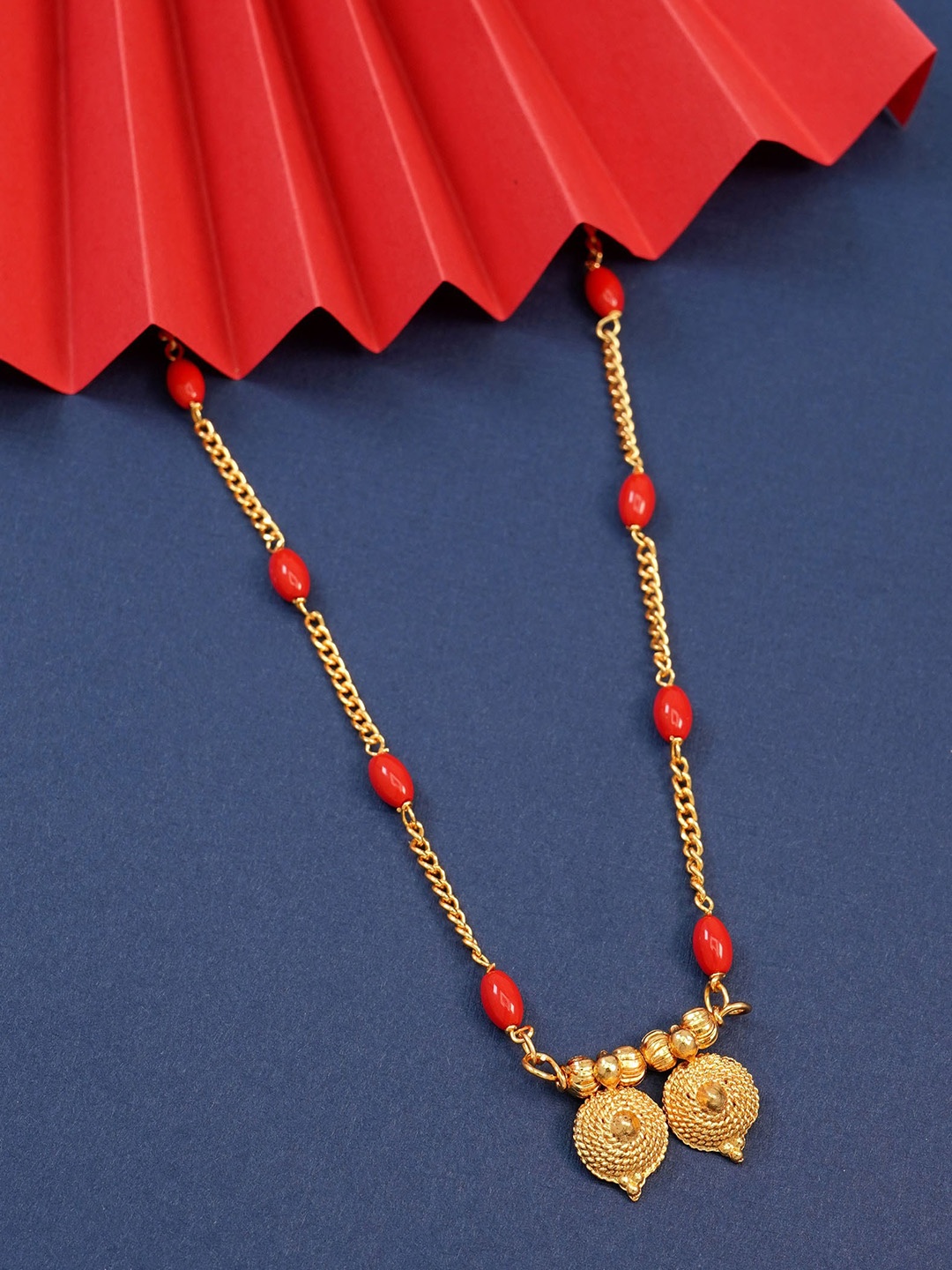 

Ramdev Art Fashion Jwellery Gold-Plated Artificial Stones and Beads Mangalsutra