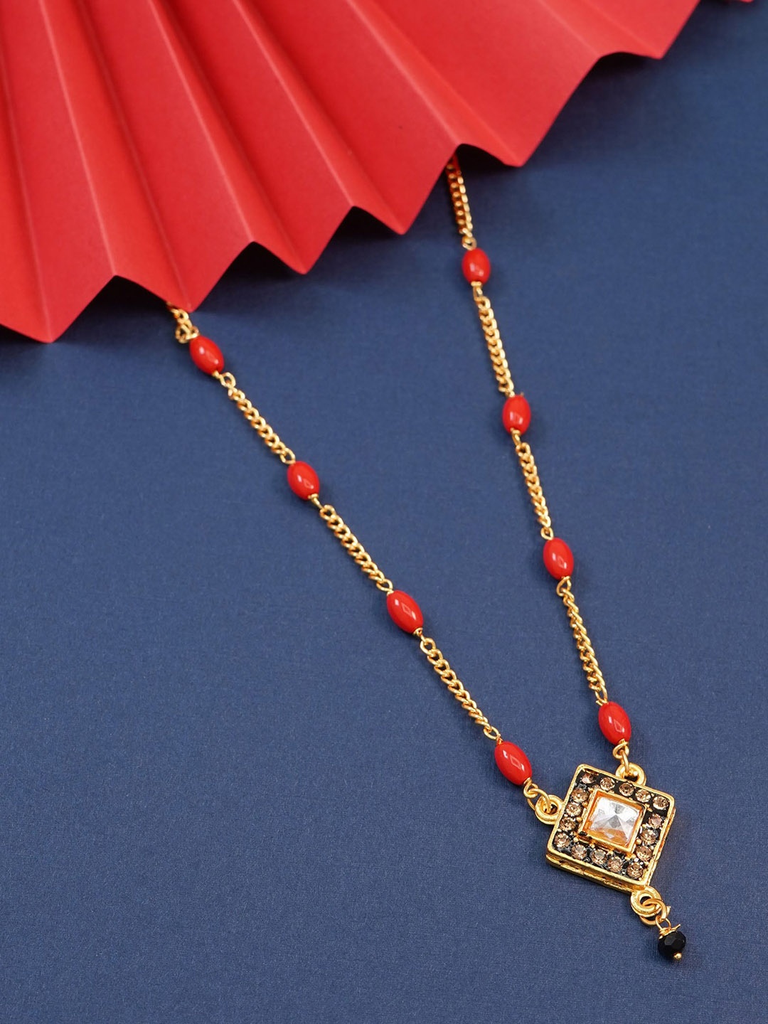 

Ramdev Art Fashion Jwellery Gold-Plated Artificial Stones and Beads Mangalsutra