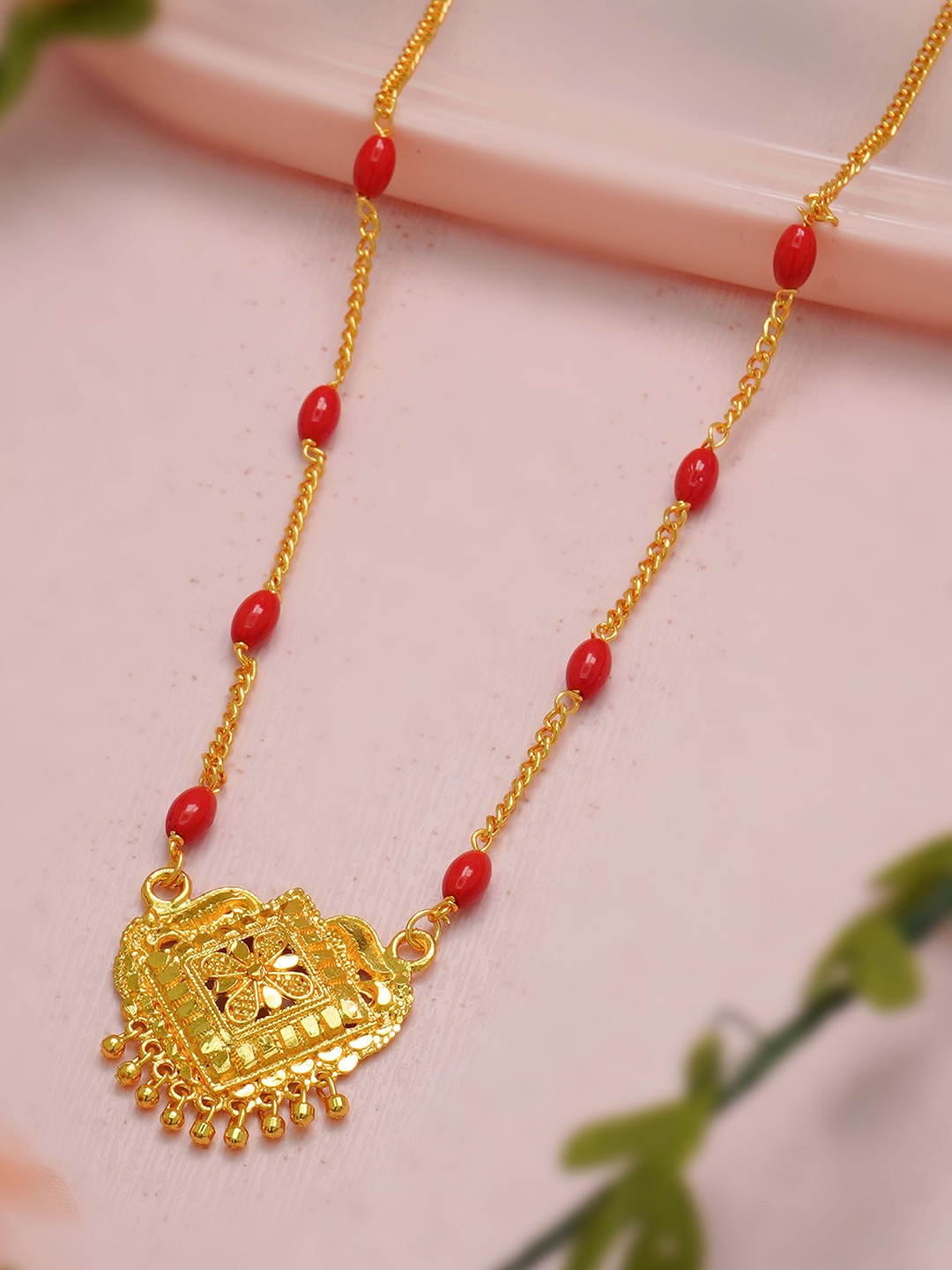 

Ramdev Art Fashion Jwellery Gold-Plated Artificial Stones and Beads Mangalsutra