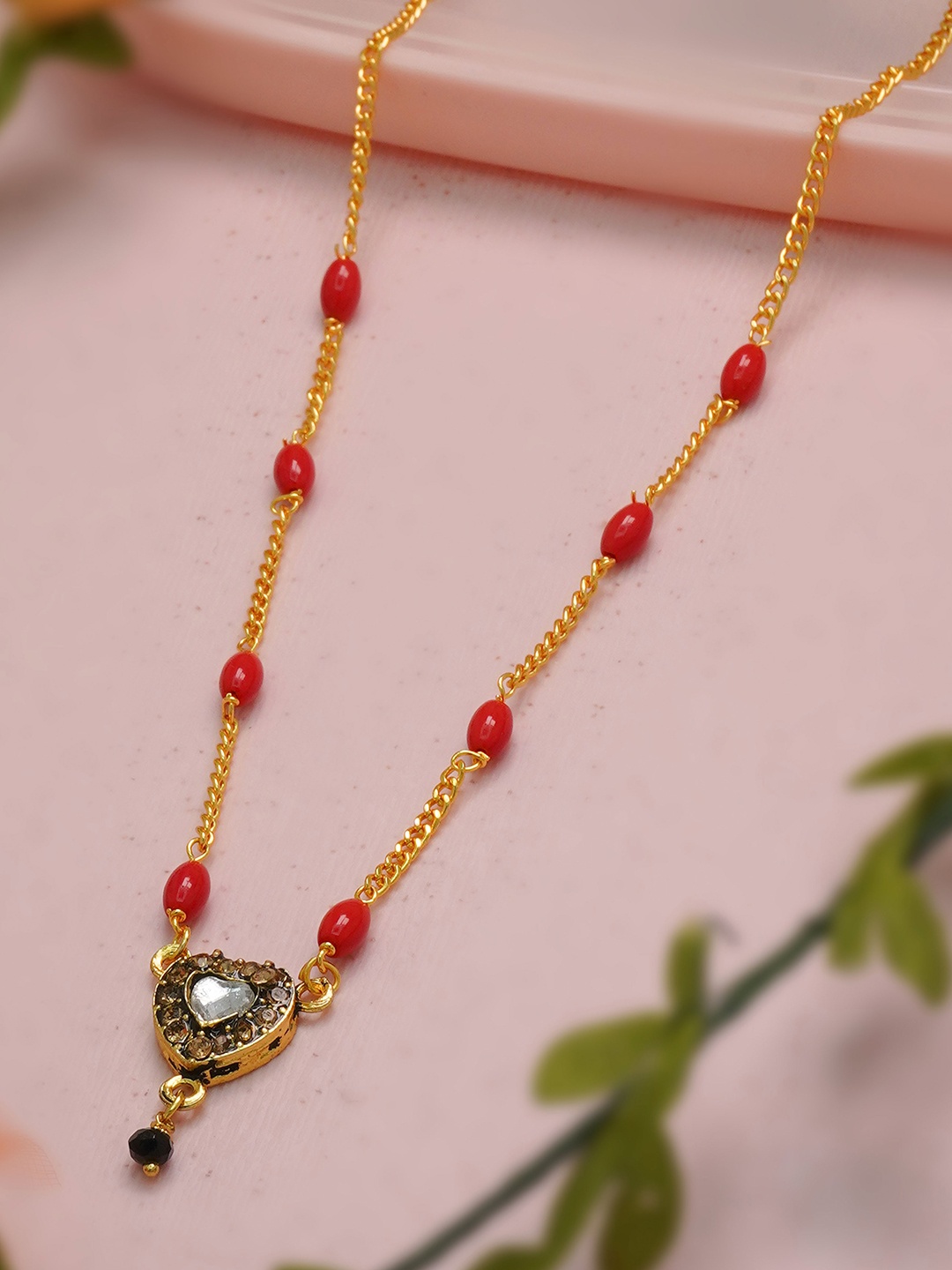 

Ramdev Art Fashion Jwellery Gold-Plated Artificial Stones and Beads Mangalsutra