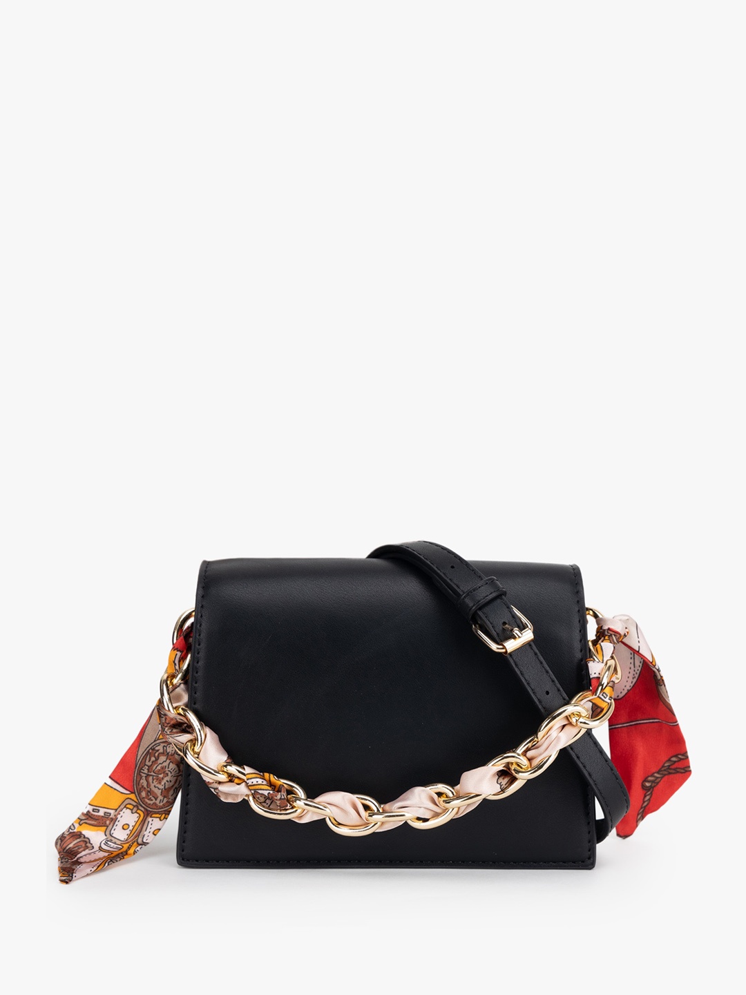 

Kazo Structured Chain Detail Sling Bag, Black
