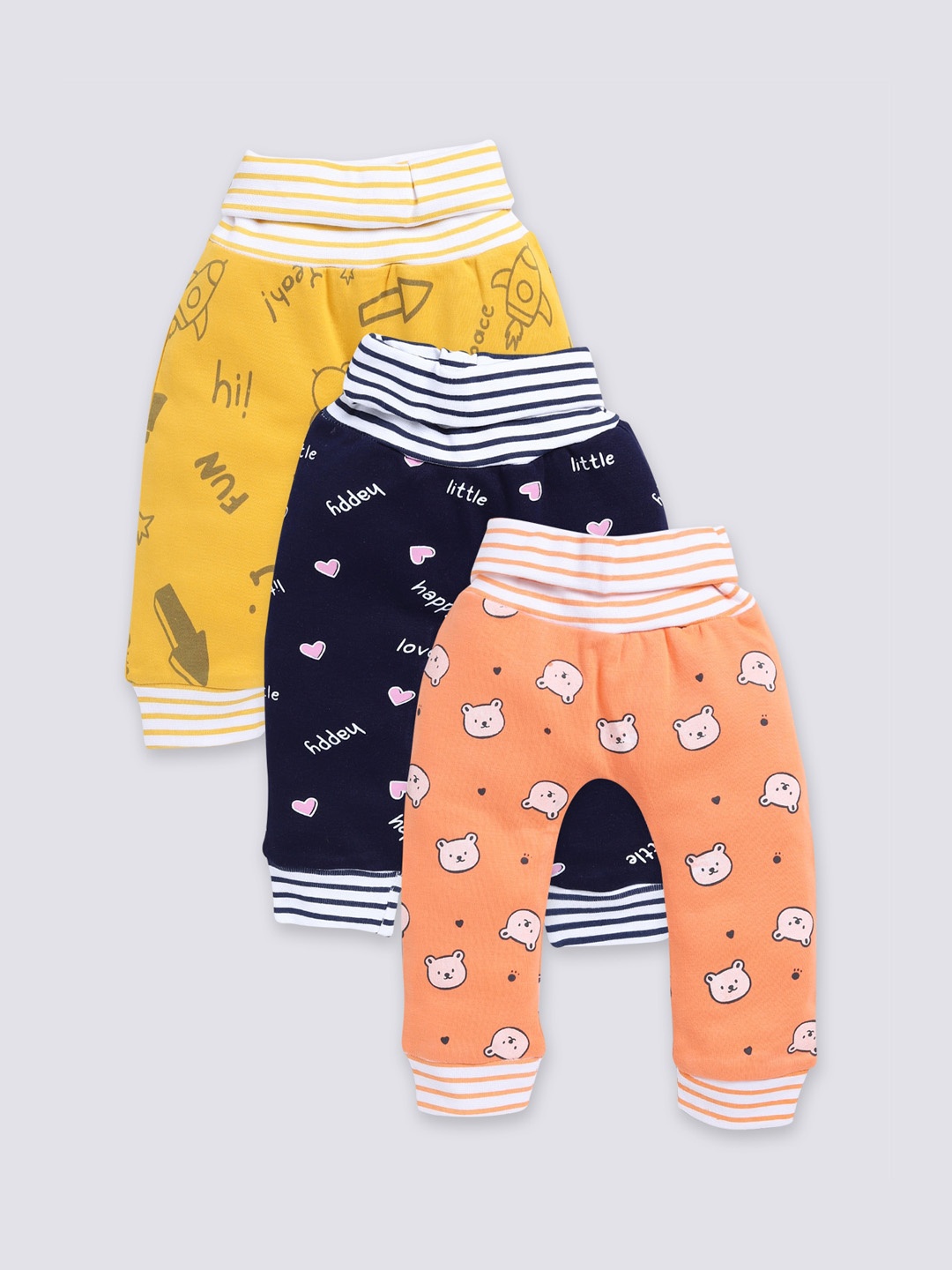 

Moms Love Infants Pack Of 3 Printed Pure Cotton Mid Rise Joggers, Orange