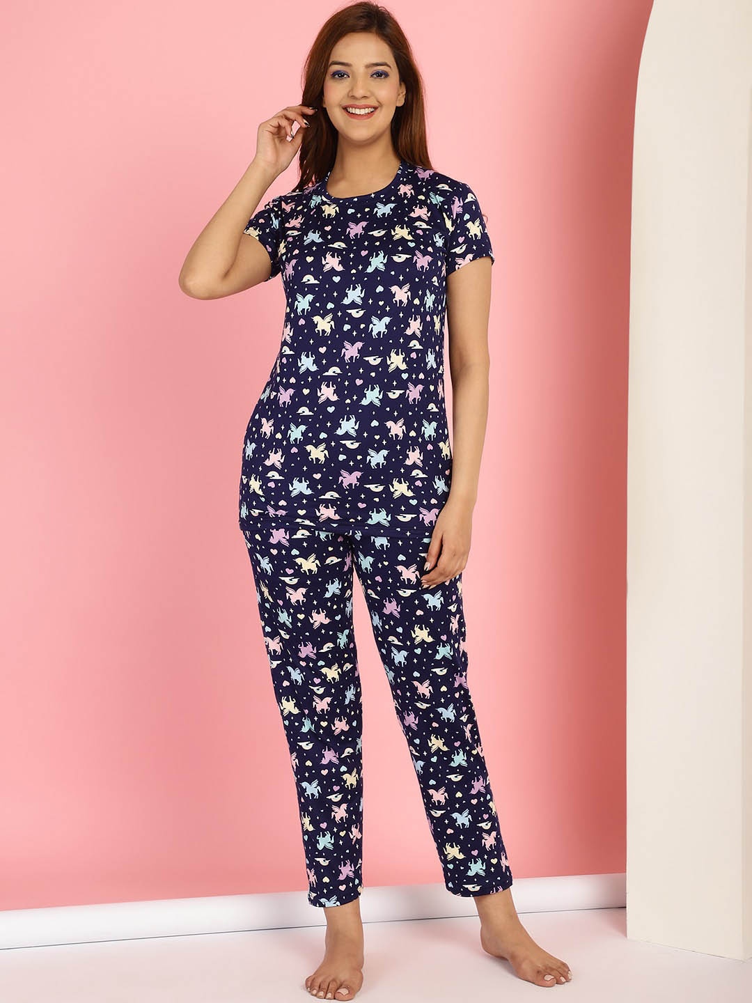 

Jinfo Conversational Printed Night suit, Blue