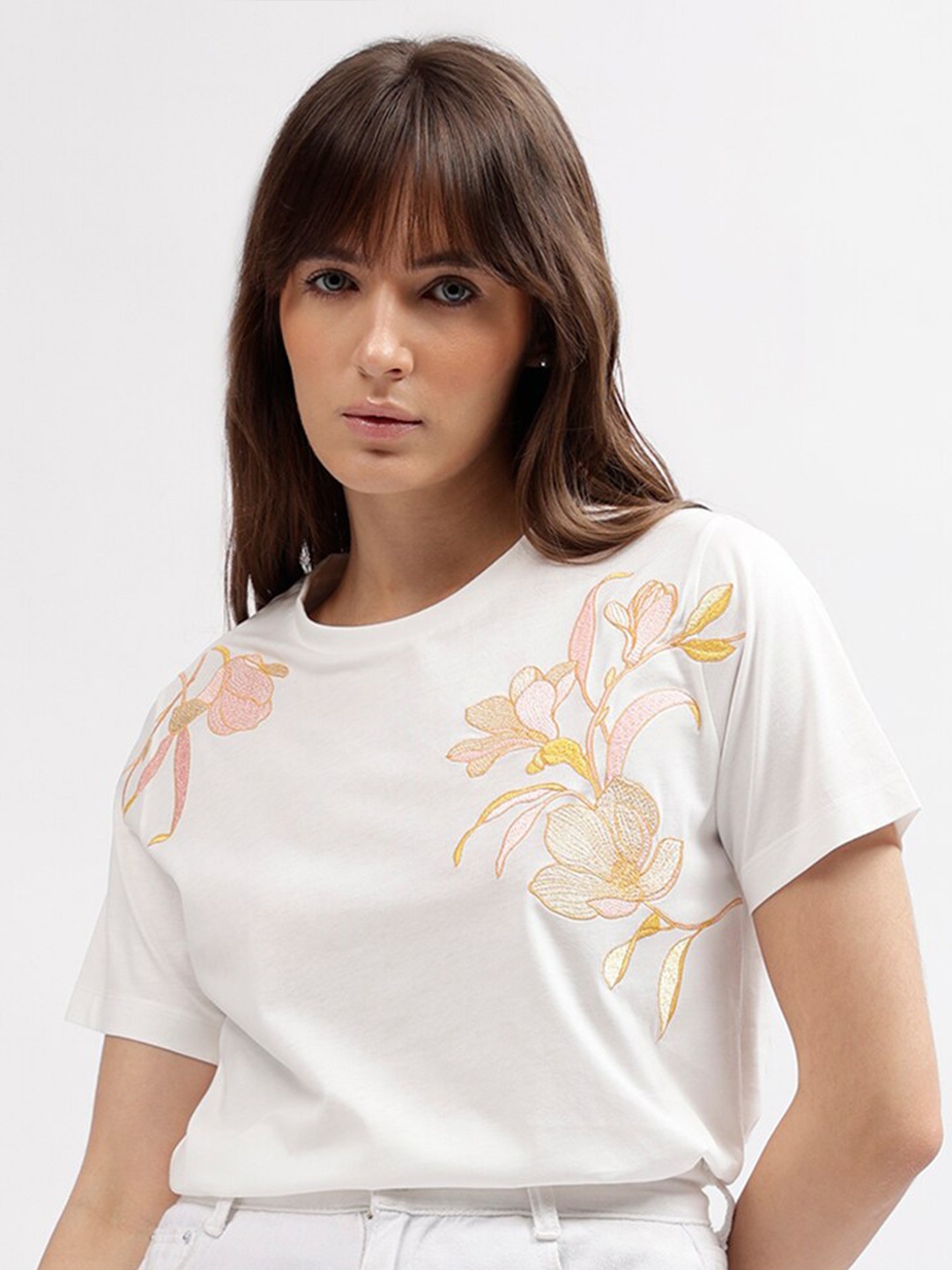 

GANT Embroidered Round Neck Regular Fit T-shirt, Navy blue