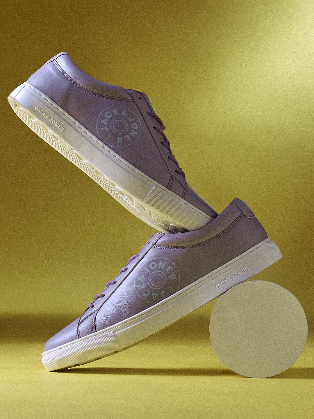 

Jack & Jones Men Round Toe Leather Sneakers, Purple