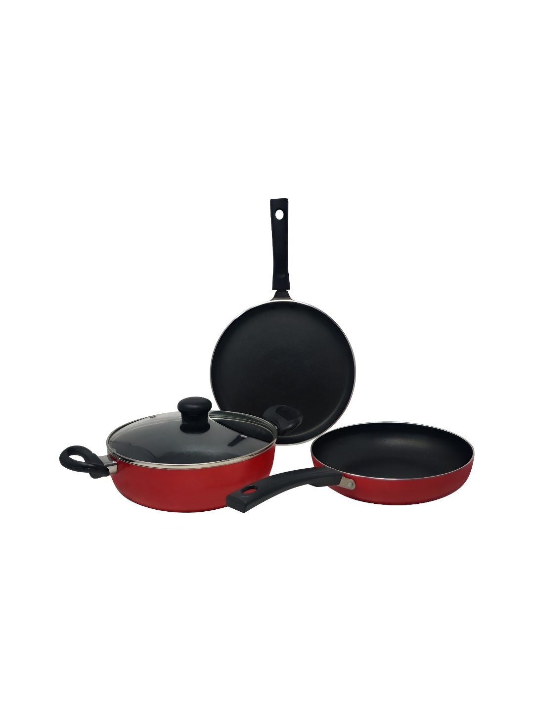 

Kreme Red Aluminium 3 Pieces Dishwasher Safe Cookware Set