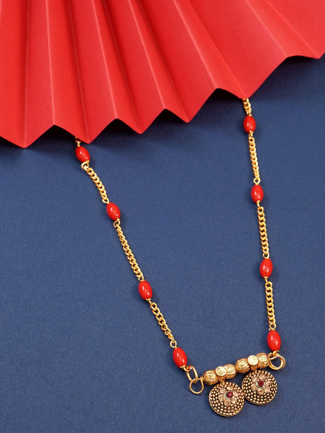

Ramdev Art Fashion Jwellery Gold-Plated Artificial Stones-Studded & Beaded Mangalsutra