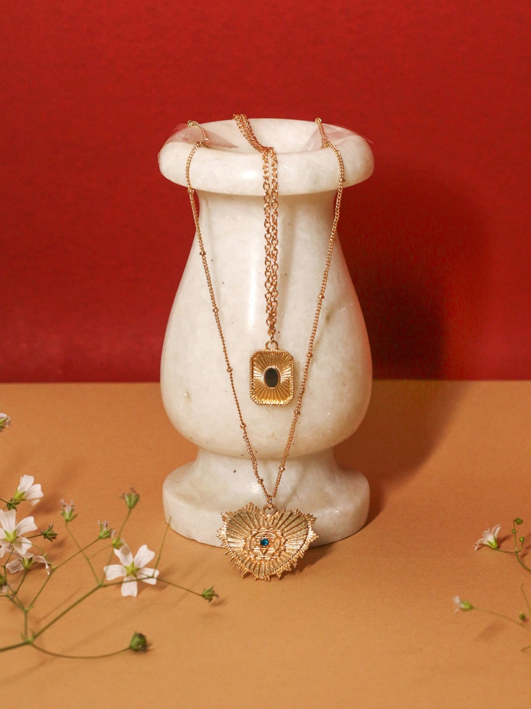 

VIRAASI Set Of 2 Gold-Plated Peacock Shaped Pendants with Chains