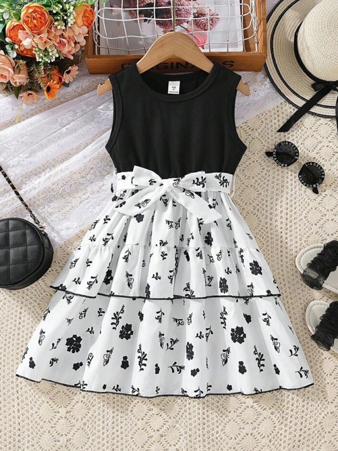 

BAESD Print Fit & Flare Dress, Black