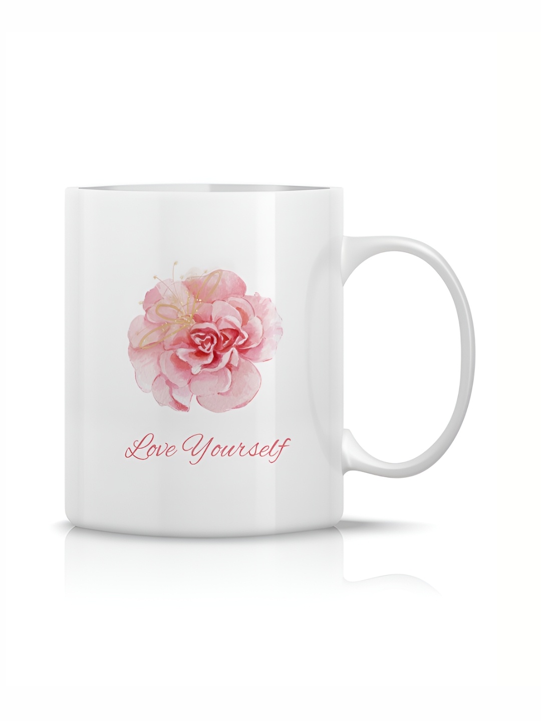 

The Decor Lane White & Pink Printed Ceramic Glossy Mug 325 ml