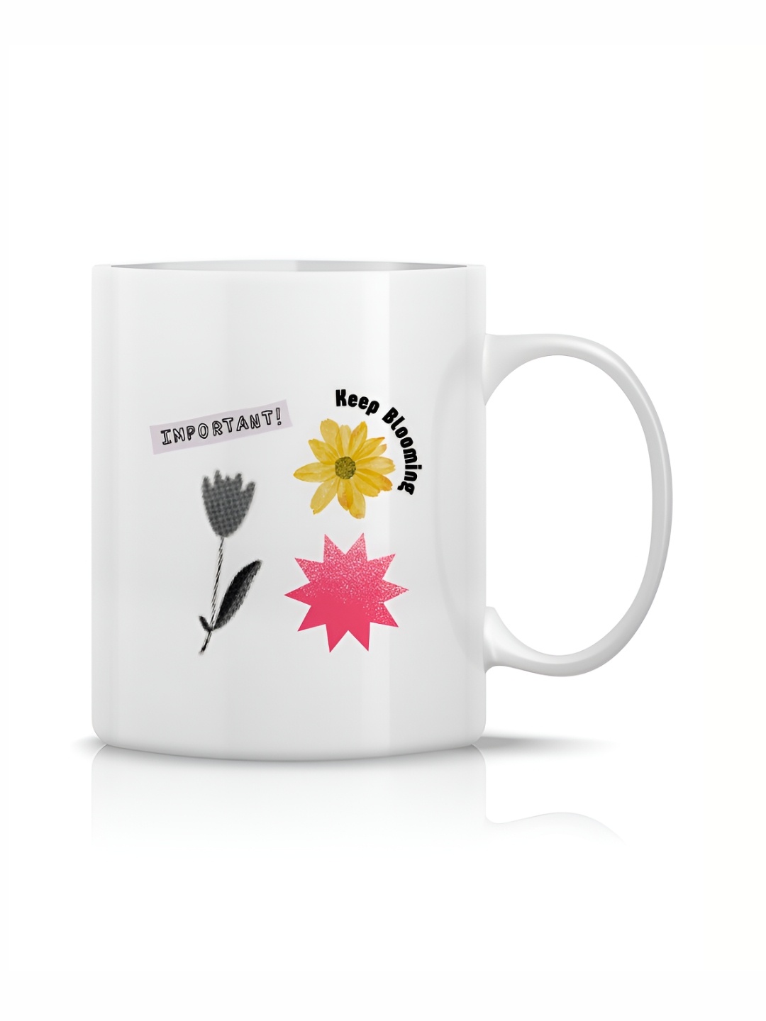 

The Decor Lane White & Pink Printed Ceramic Glossy Mug 325 ml