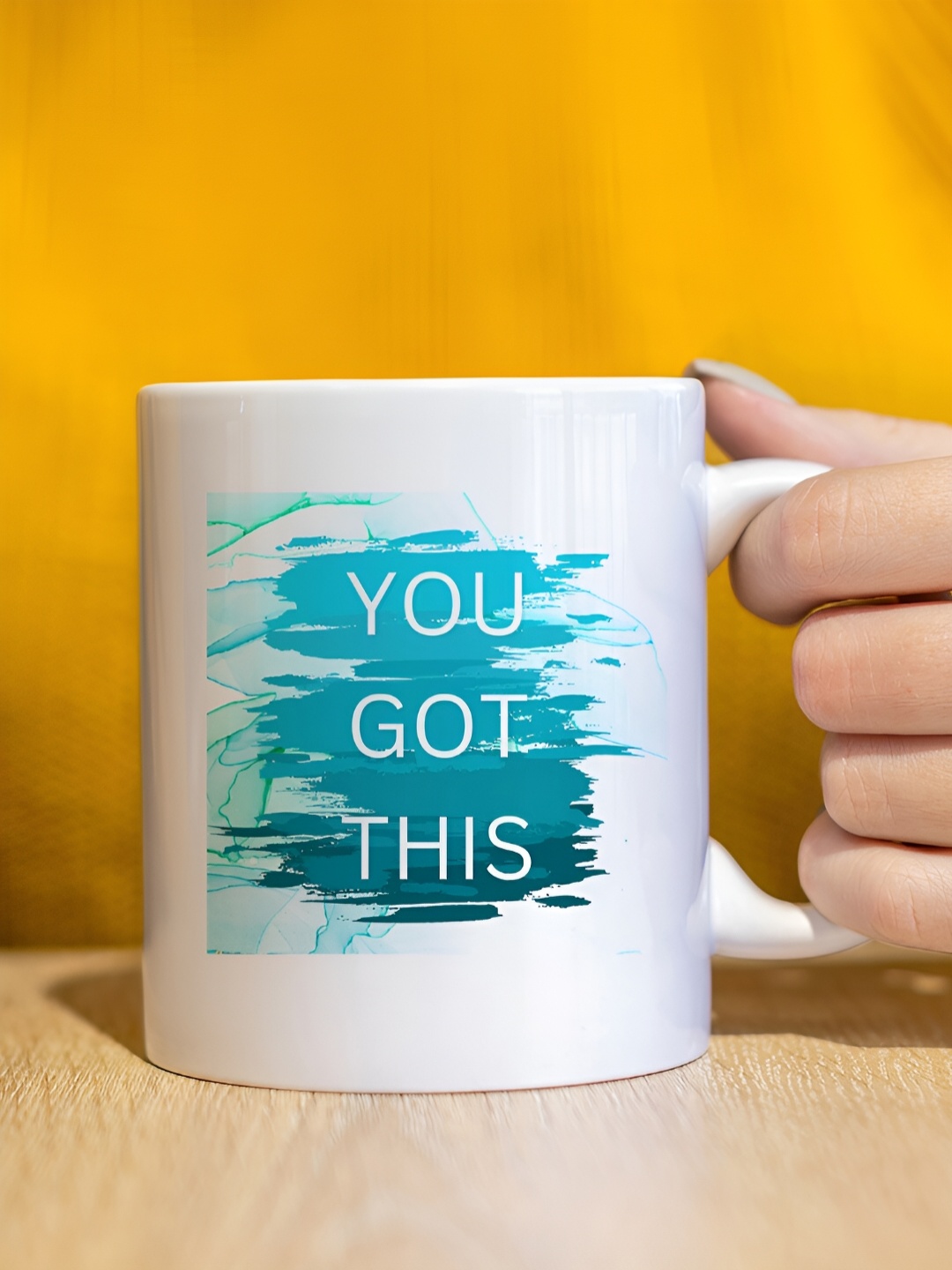 

The Decor Lane White & Blue Printed Ceramic Glossy Mug 325 ml