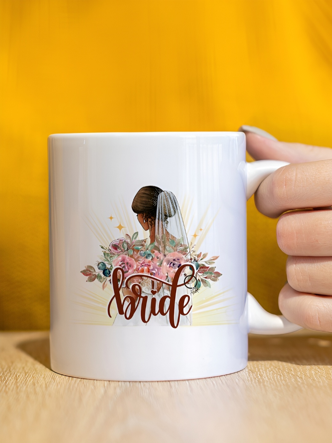 

The Decor Lane White & Pink Printed Ceramic Glossy Mug 325 ml