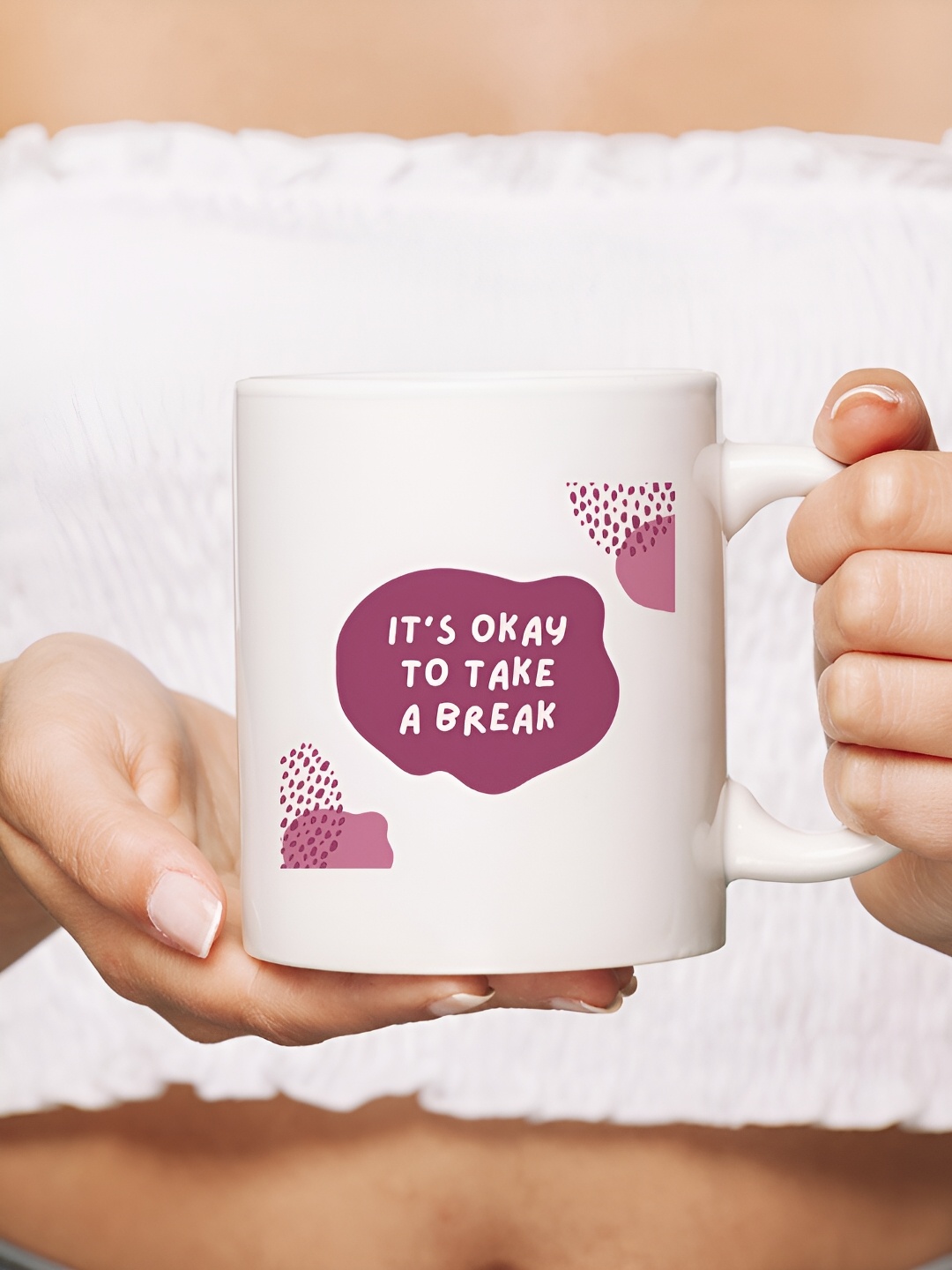 

The Decor Lane White Printed Ceramic Glossy Mugs