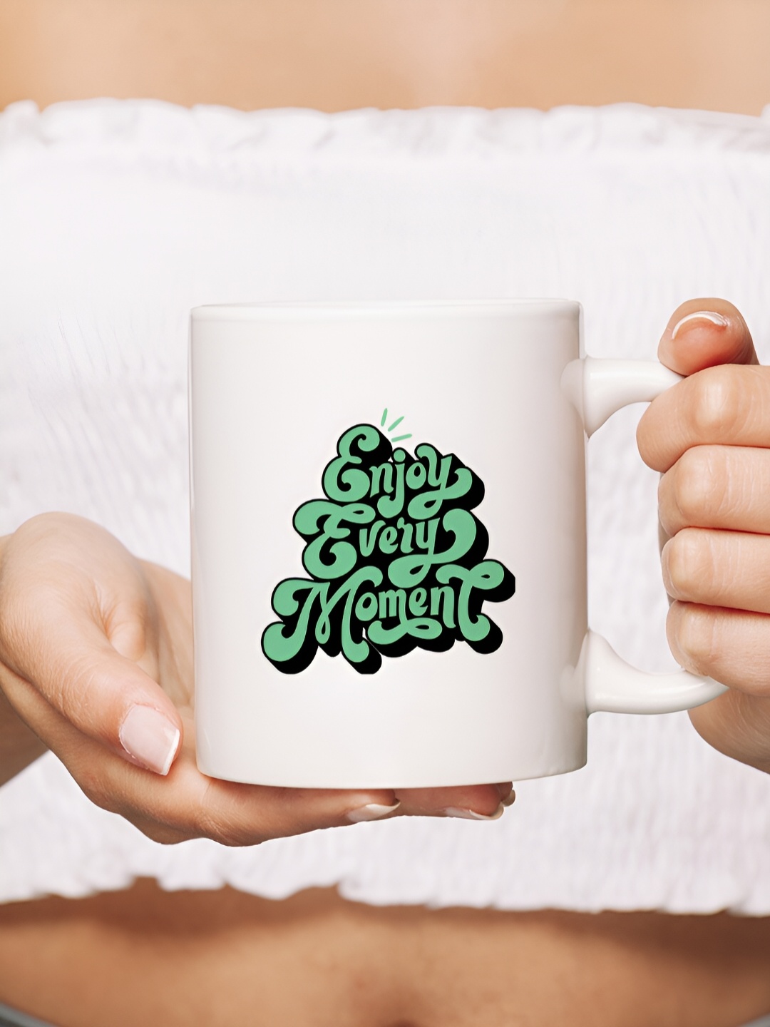 

The Decor Lane White Printed Ceramic Glossy Mugs