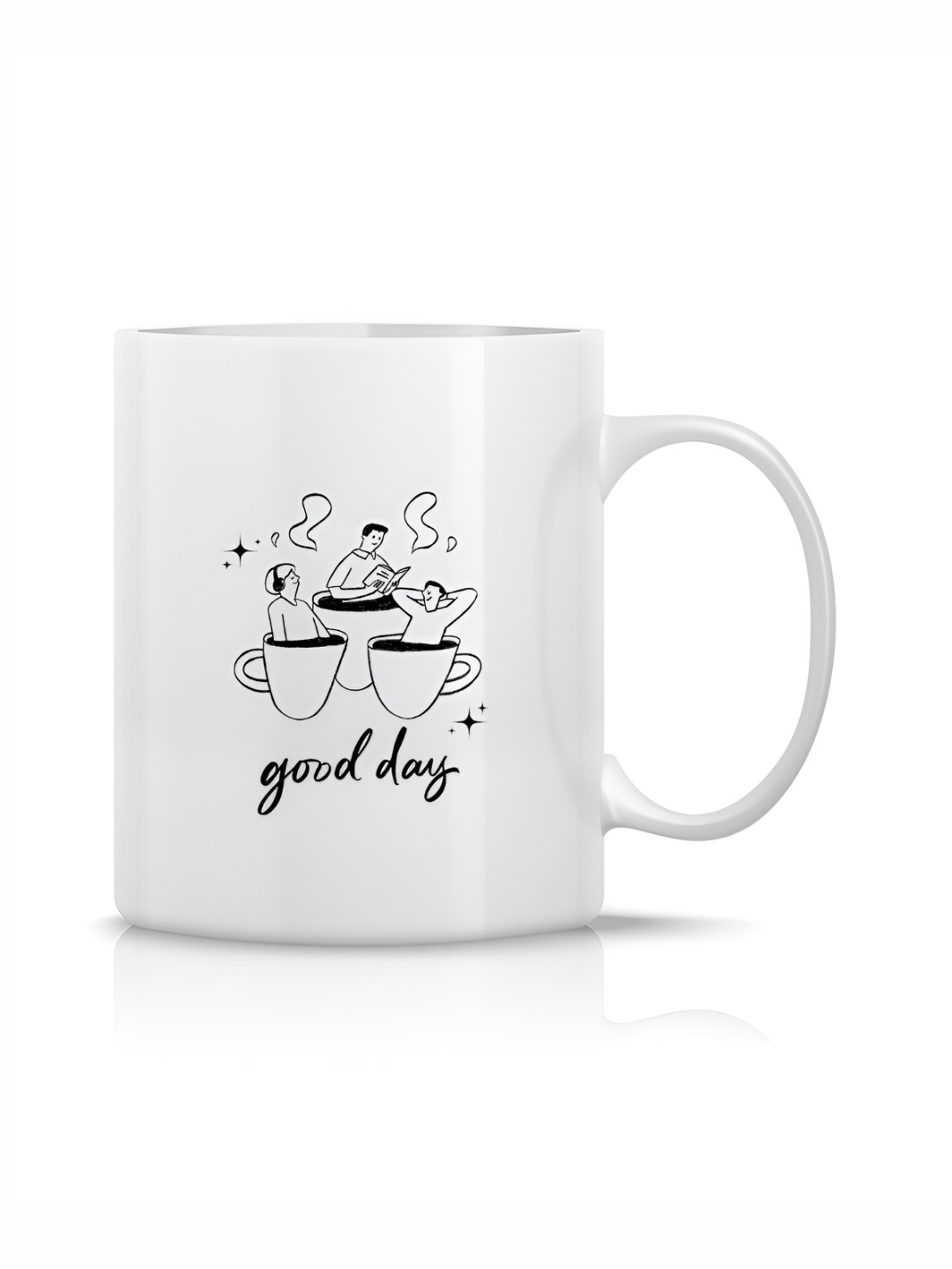 The Decor Lane White Printed Ceramic Glossy Mugs